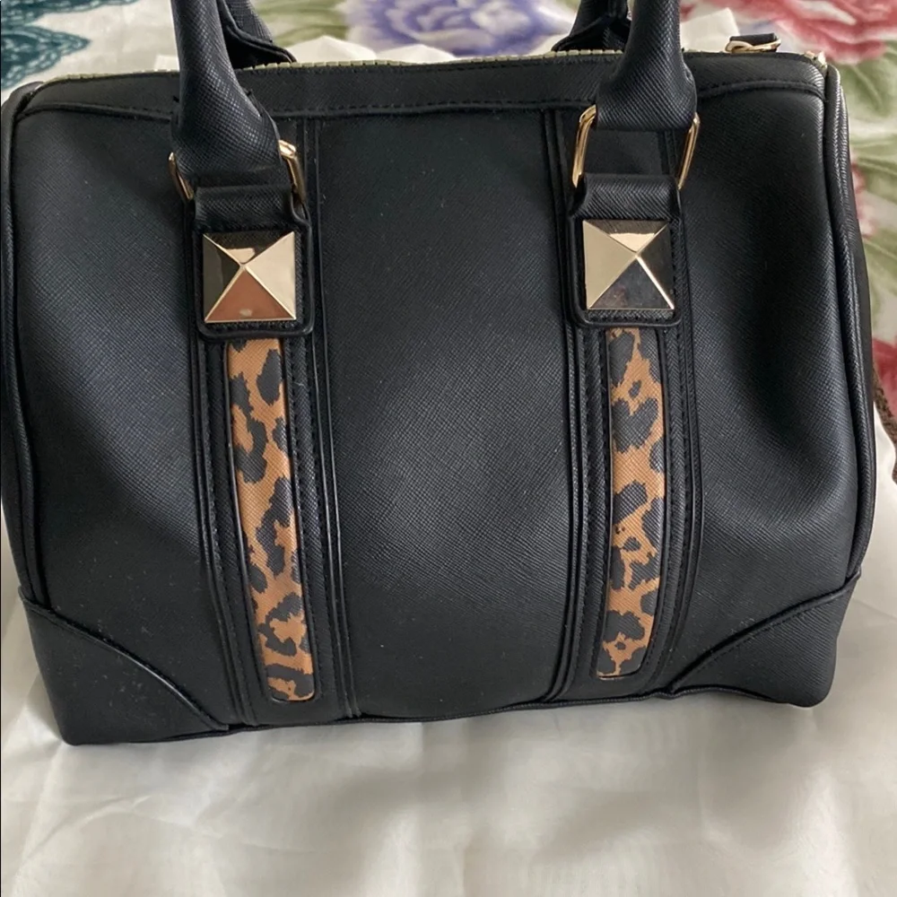 Victoria's Secret Black and Brown Structured Satchel